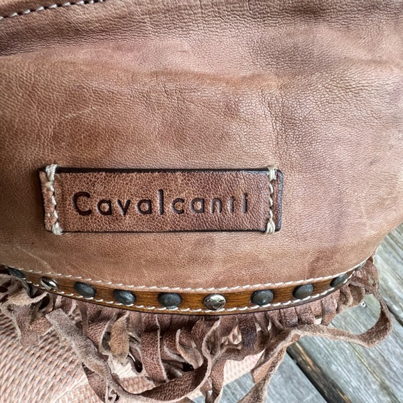 CAVALCANTI Leather Brown Fringe Boho Made in Italy Shoulder Bag - Picture 13 of 16